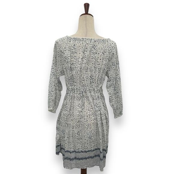 Athleta Honey Dress Size Medium White Blue Spotted Print Fit & Flare Smocked EUC - Picture 7 of 9